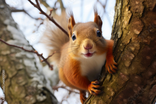 Feasting Squirrel in Treetop Hideaway © Andrii 