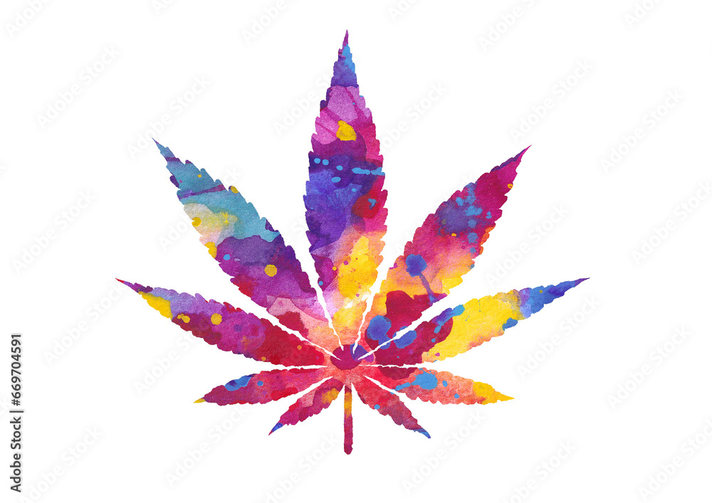 Marijuana and cannabis leaf watercolor illustration Marijuana and cannabis leaf watercolor illustration
