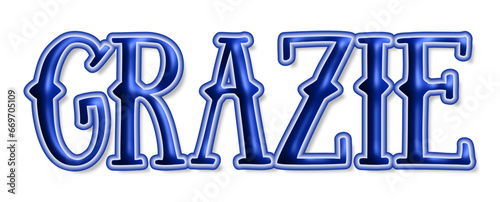 Grazie - thank you written in italian - blue - ideal for cricut, silhouette, website, e-mail, presentation, advertisement, image, poster, placard, banner, postcard, ticket, logo,	
