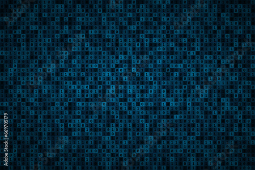 Dark background from multitude of 0 and 1 symbols of binary code