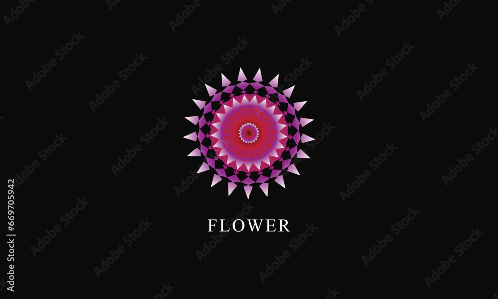 Fototapeta premium Gradient flower logo design with black background vector