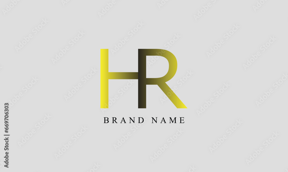 Obraz premium HR RH gradient vector professional minimal modern creative logo design 