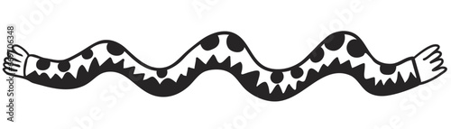 scarf in doodle style. a long stinky scarf that looks like a snake. template for print, sticker, coloring, header, article, children's book, toy, decoration. English alphabet made from scarfs and hats