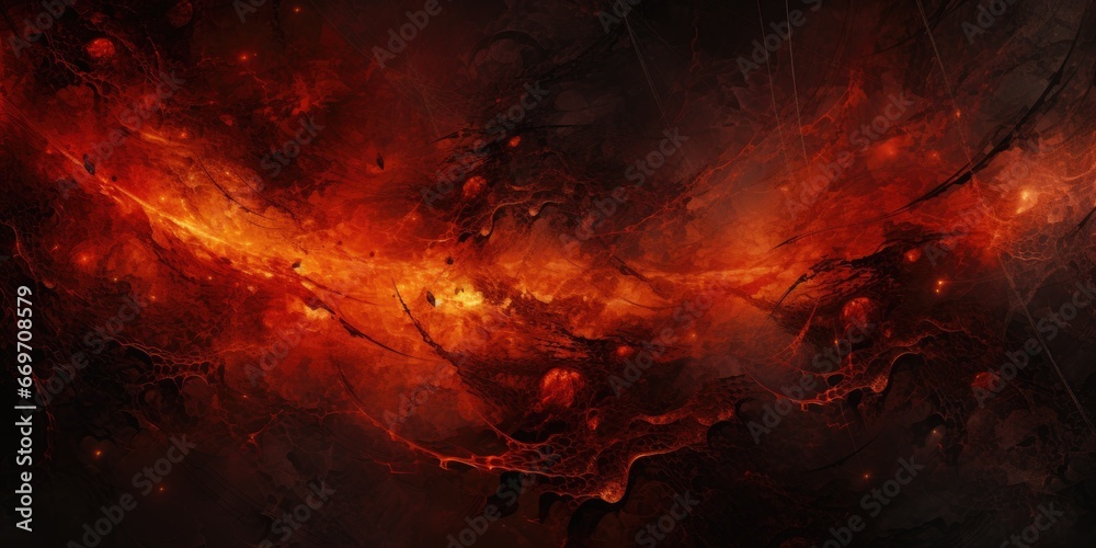 Abstract background in dark colors with a predominance of red. Concept of anxiety, violence, trouble, war and conflict escalation. - obrazy, fototapety, plakaty 