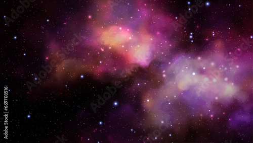 Space vector background with realistic nebula and shining stars. Magic colorful galaxy with stardust