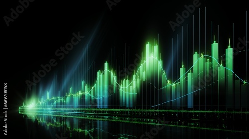abstract financial graph on green color background