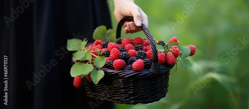 holding a handful of small berries