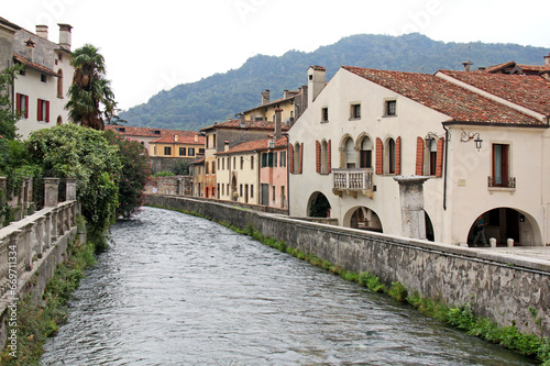 Vittorio Veneto (Treviso); il borgo antico di Serravalle lungo il Fiume Meschio photo