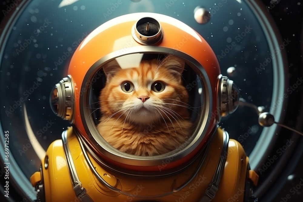 A cat wearing an astronaut suit to fly into space. Generative AI. Cat wearing space suit. Future cat.