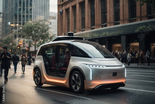AI-Driven Future: Autonomous Car Cruising in Urban Landscape © Alessandro