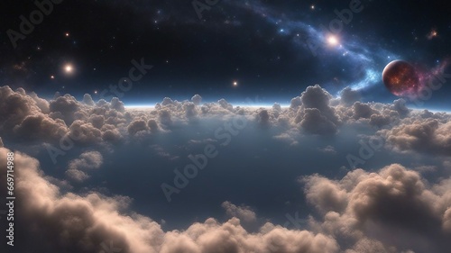 background with stars A space sky with stars  lights  and a deep space gems cloud.  