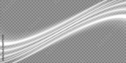 Luminous white lines png of speed. Light glowing effect. Abstract motion lines. photo