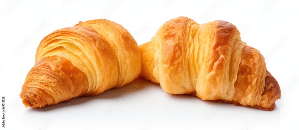 French croissant sliced isolated on white background