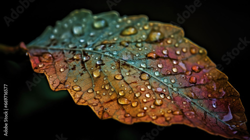 Autumn Veins: Detailed water droplets on Leaf Textur