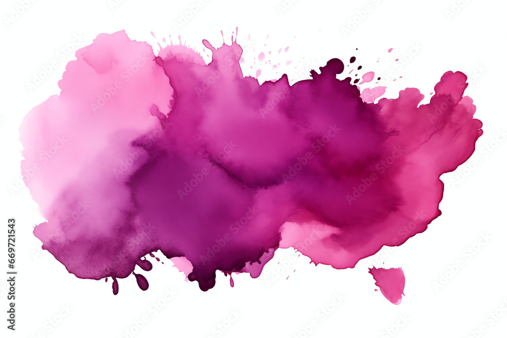 violet purple watercolor paint splashes isolated on transparent background