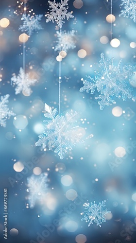Blue Christmas background with snow, ice and room for text copy. © W&S Stock