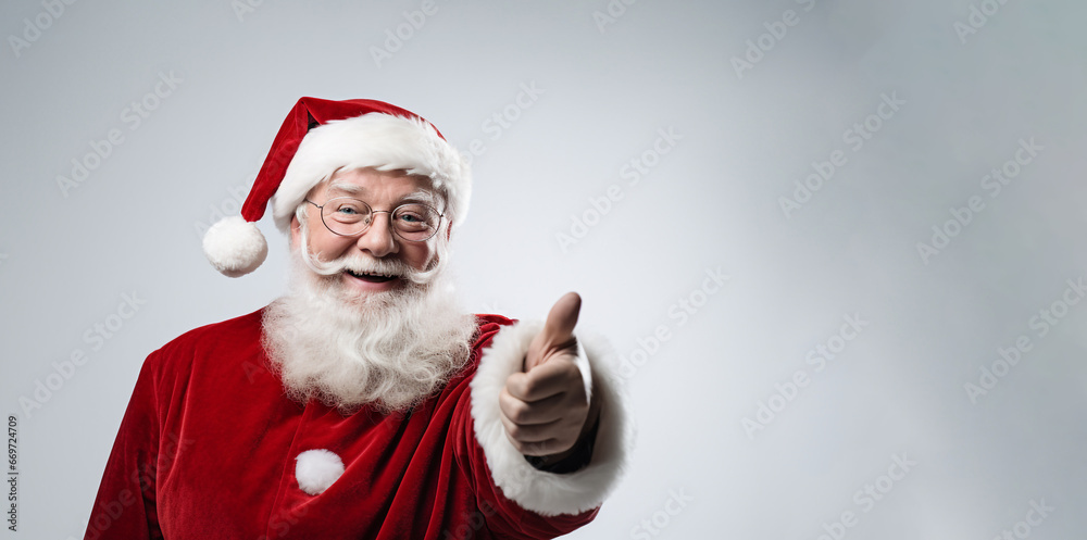 Santa Claus shows his hand in a gesture of Thumbs Up