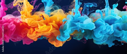 colorful watercolor mixed liquid splashing in water banner background