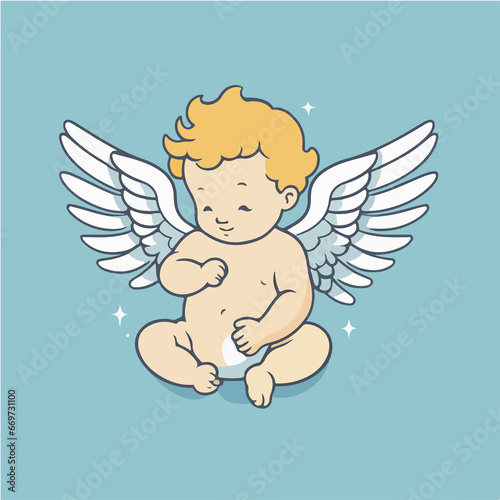 angel with wings art illustration   vector design   minimalist   