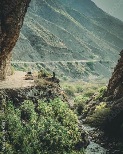 estrada sinuosa na região da cordilheira dos andes, no peru  photo