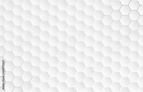 Fototapeta Naklejka Na Ścianę i Meble -  Bright white geometric honeycomb vector background, hexagon shapes with gray gradient