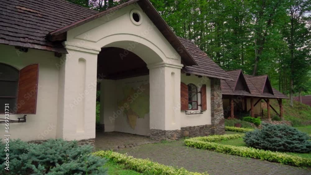 entrance to a house in the forest entrance to a house in the forest