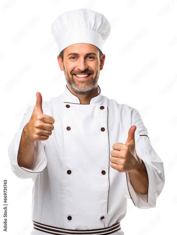 Chef giving thumbs up in transparent background Chef giving thumbs up in transparent background