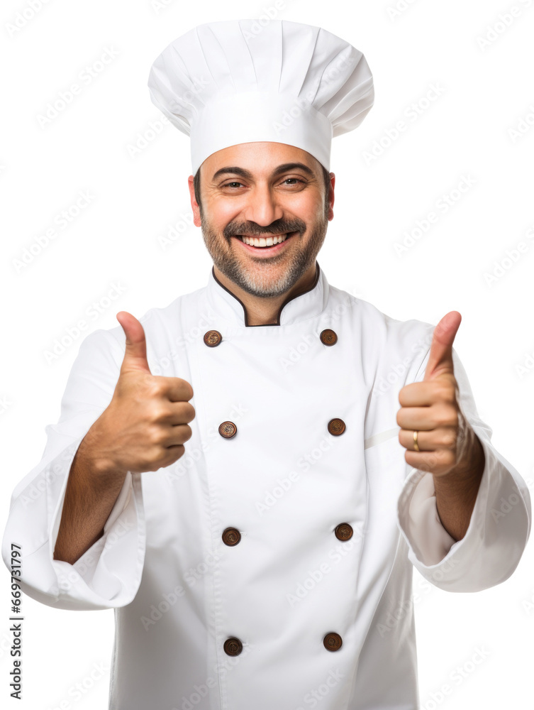 Chef giving thumbs up in transparent background Chef giving thumbs up in transparent background