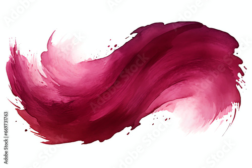 red crimson maroon watercolor paint brush stroke swirl isolated on transparent background photo