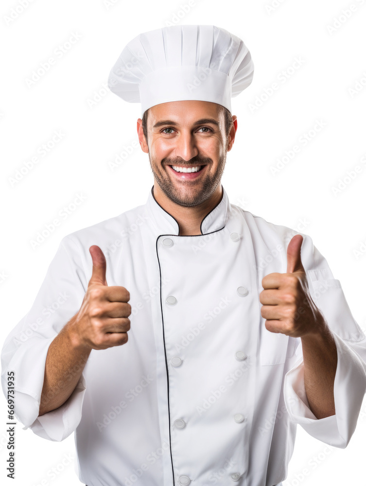 Chef giving thumbs up in transparent background Chef giving thumbs up in transparent background