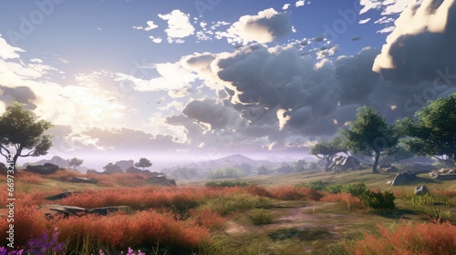 Analyze the impact of player interaction, such as weather changes or environmental destruction, on the visual beauty landscapes game art
