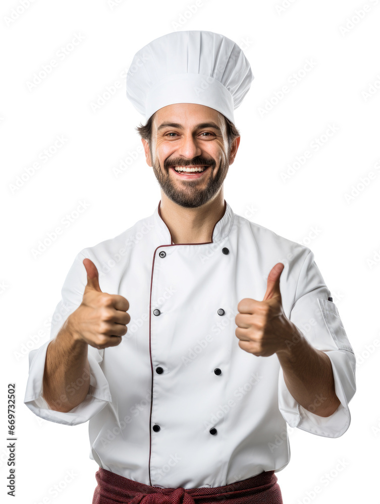 Chef giving thumbs up in transparent background Chef giving thumbs up in transparent background