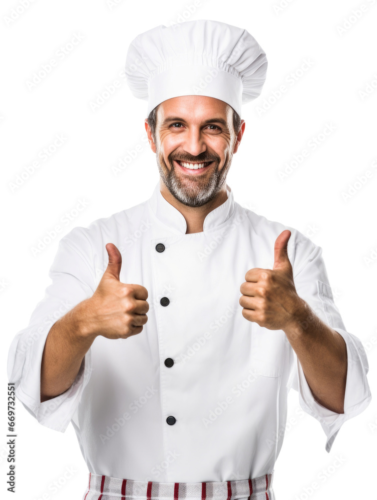 Chef giving thumbs up in transparent background Chef giving thumbs up in transparent background