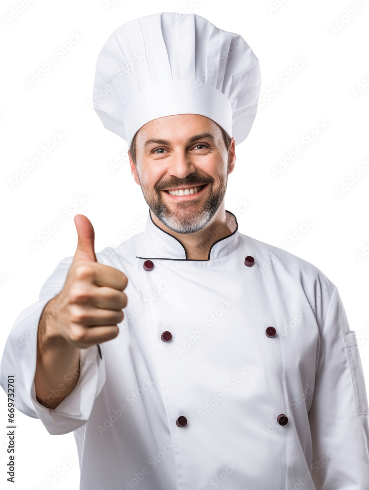 Chef giving thumbs up in transparent background Chef giving thumbs up in transparent background