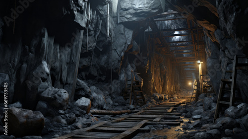  An eerie, abandoned mine with strange markings on the walls 