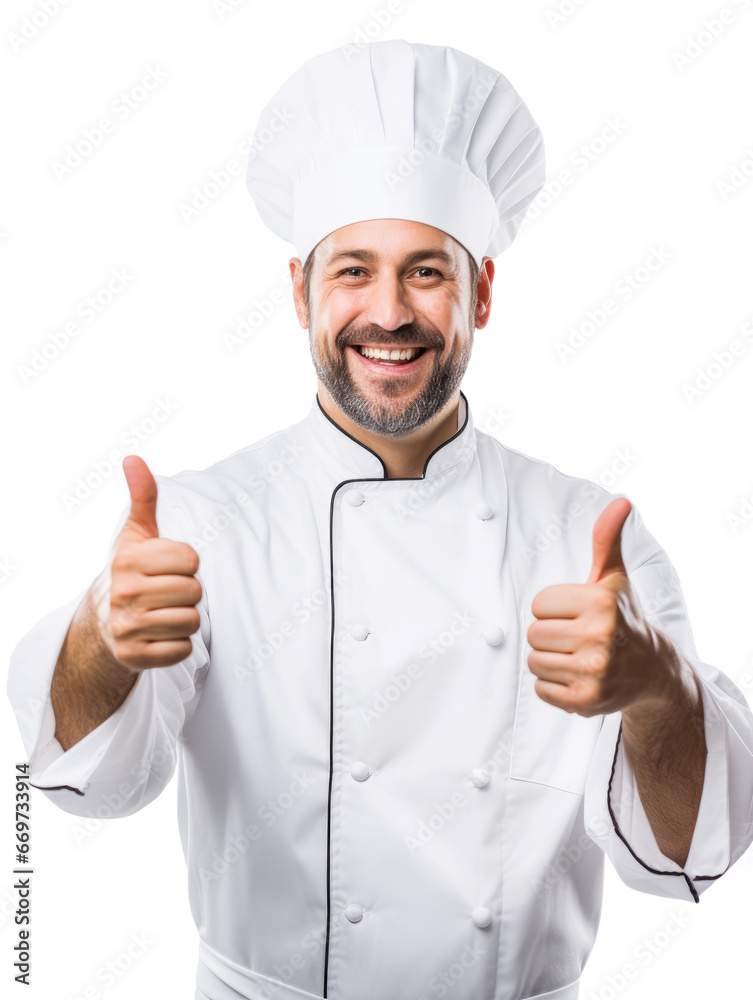 Chef giving thumbs up in transparent background Chef giving thumbs up in transparent background