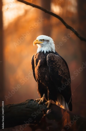 American bald eagle on the branch.