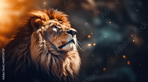 Lion with Bokeh Effect