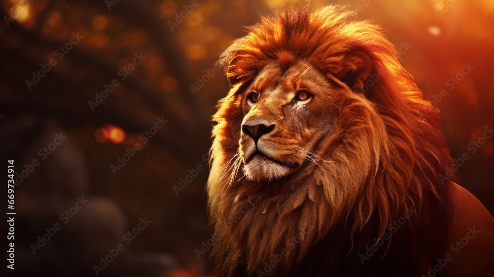 Fototapeta premium Lion with Bokeh Effect