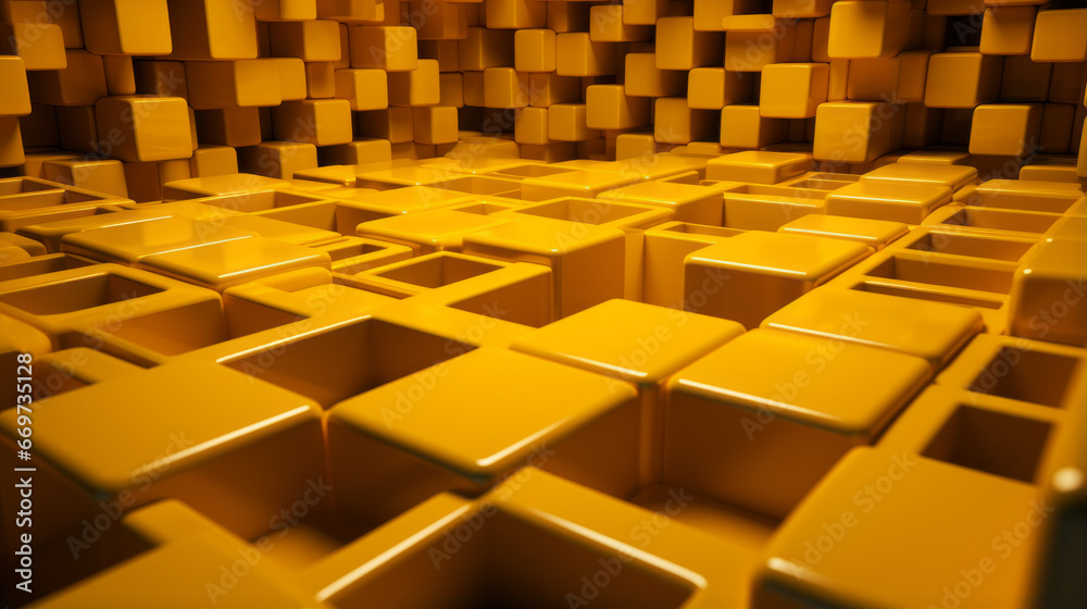 An array of yellow circles and squares An array of yellow circles and squares
