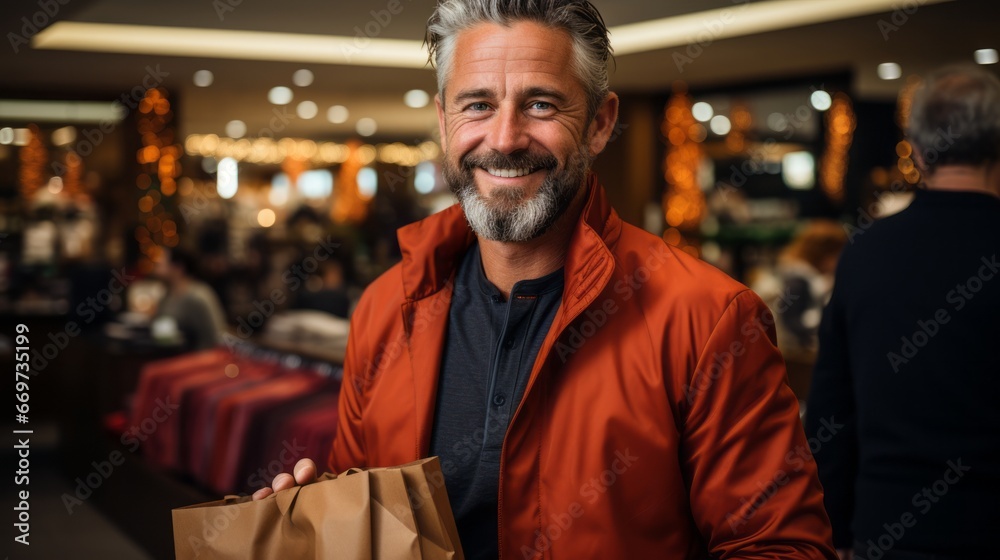 person in the street, middle aged man with christmas decorated room behind him, generative ai person in the street, middle aged man with christmas decorated room behind him, generative ai