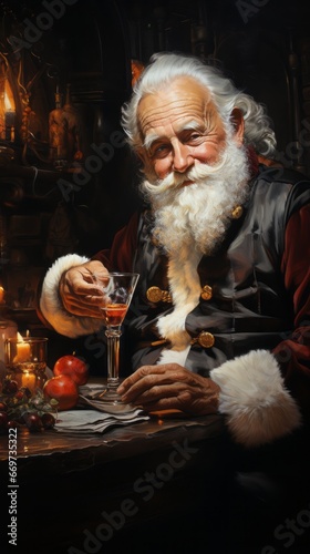 santa claus with magic, santa claus drinking a cocktail, generative ai © TheGoldTiger