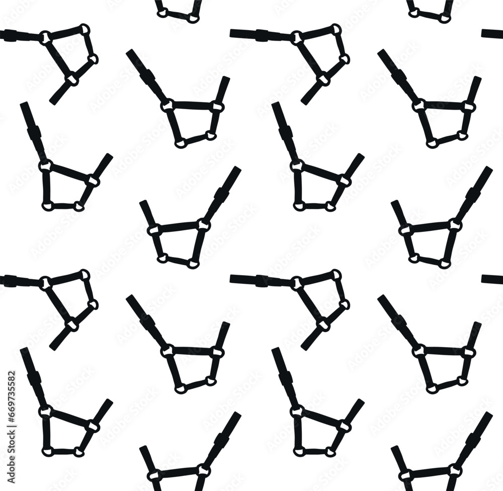 Vector seamless pattern of hand drawn horse halter silhouette isolated on white background - obrazy, fototapety, plakaty 