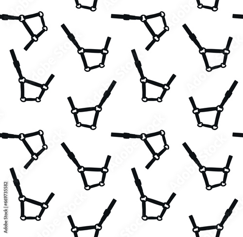 Vector seamless pattern of hand drawn horse halter silhouette isolated on white background