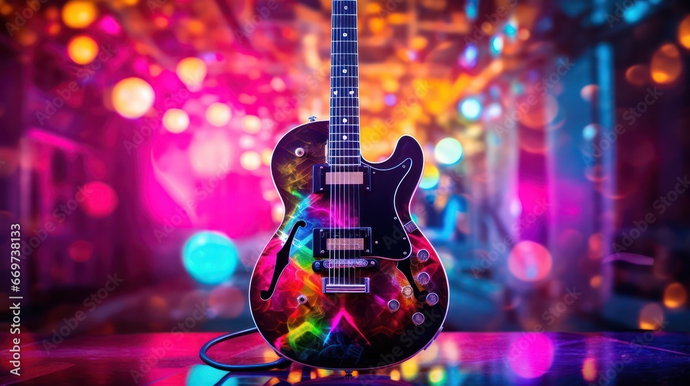 Naklejka premium Guitar with Bokeh Effects