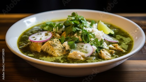 Pozole Verde With Chicken Tomatillos Professional Photo