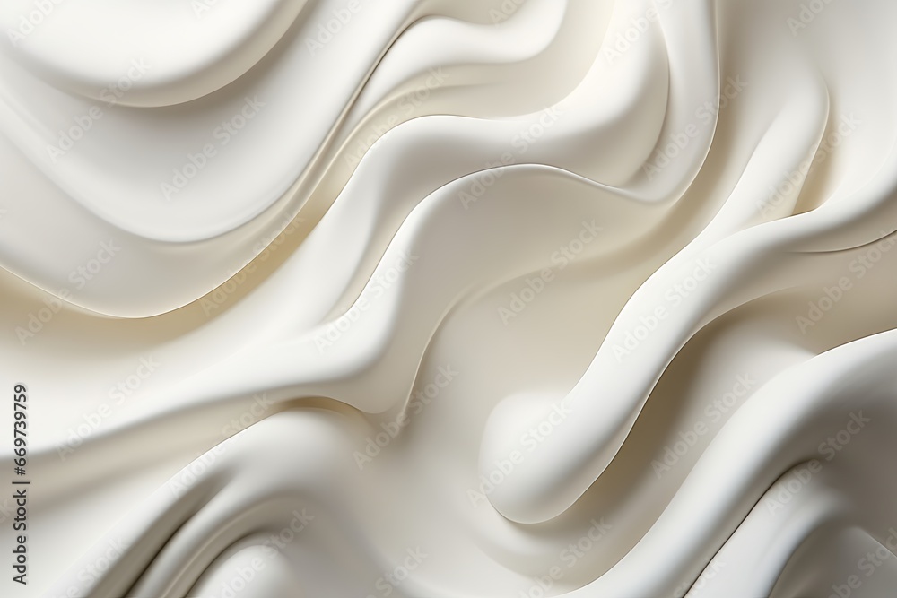 Fototapeta premium Creamy White Abstract Flowing Material Pattern Texture Generative Illustration