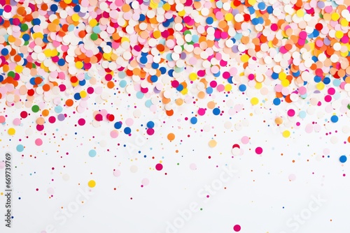 Celebratory Polka Dot Sprinkle Rainbow White Background Wallpaper Generative Illustration
