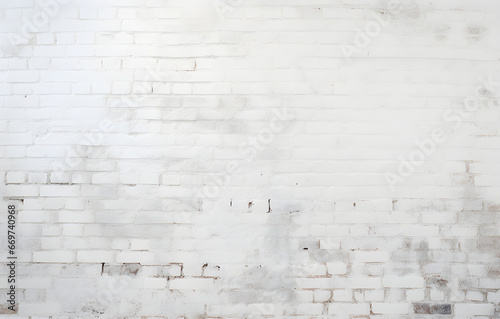 The presence of a mesmerizing minimalist painting is enhanced by the white brick wall serving as a backdrop.