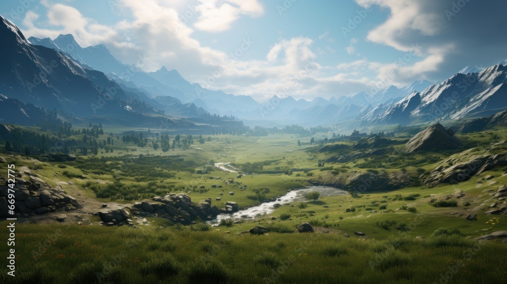 Beautiful breathtaking views of the landscape game art